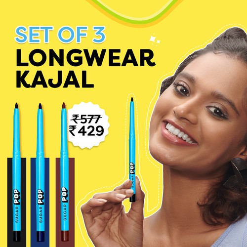 Longwear Kajal set of 3 (Black + Blue + Brown)