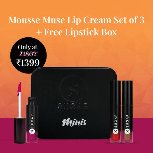 Mousse Muse Lip Cream Set of 3 + Free Lipstick Box